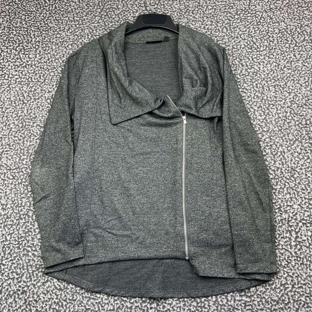Apt. 9 Moto Jacket Cardigan Women Medium Gray Asymmetrical Zip Long Sleeve
